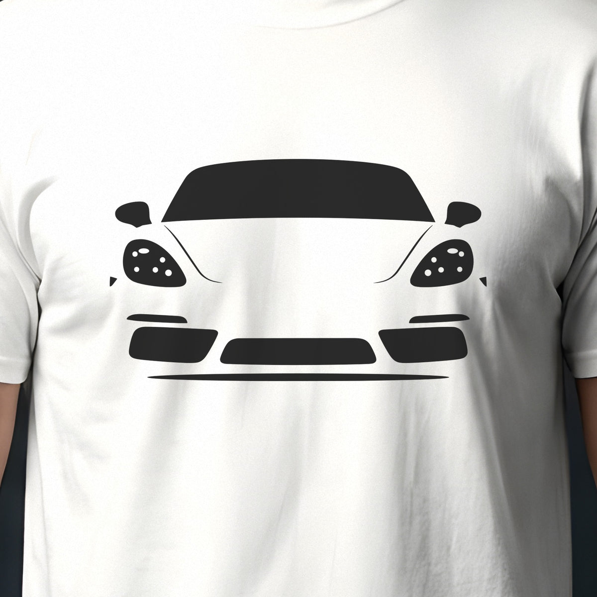 Porsche Cayman 718 2017-2026 front view silhouette print close-up