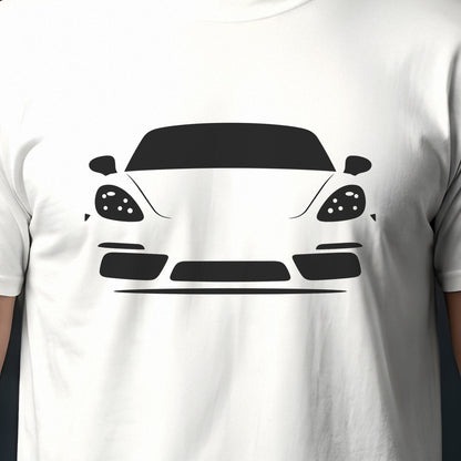 Porsche Cayman 718 2017-2026 front view silhouette print close-up