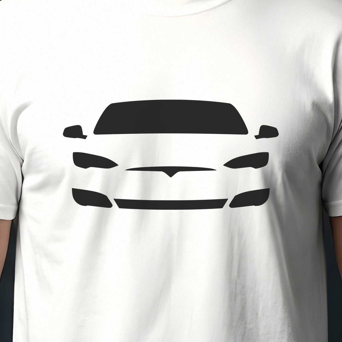 Tesla Model S 2016-2026 front view silhouette print close-up