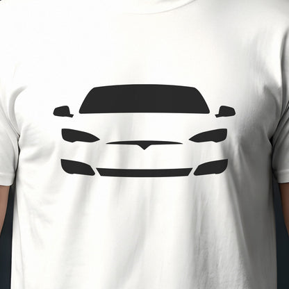 Tesla Model S 2016-2026 front view silhouette print close-up