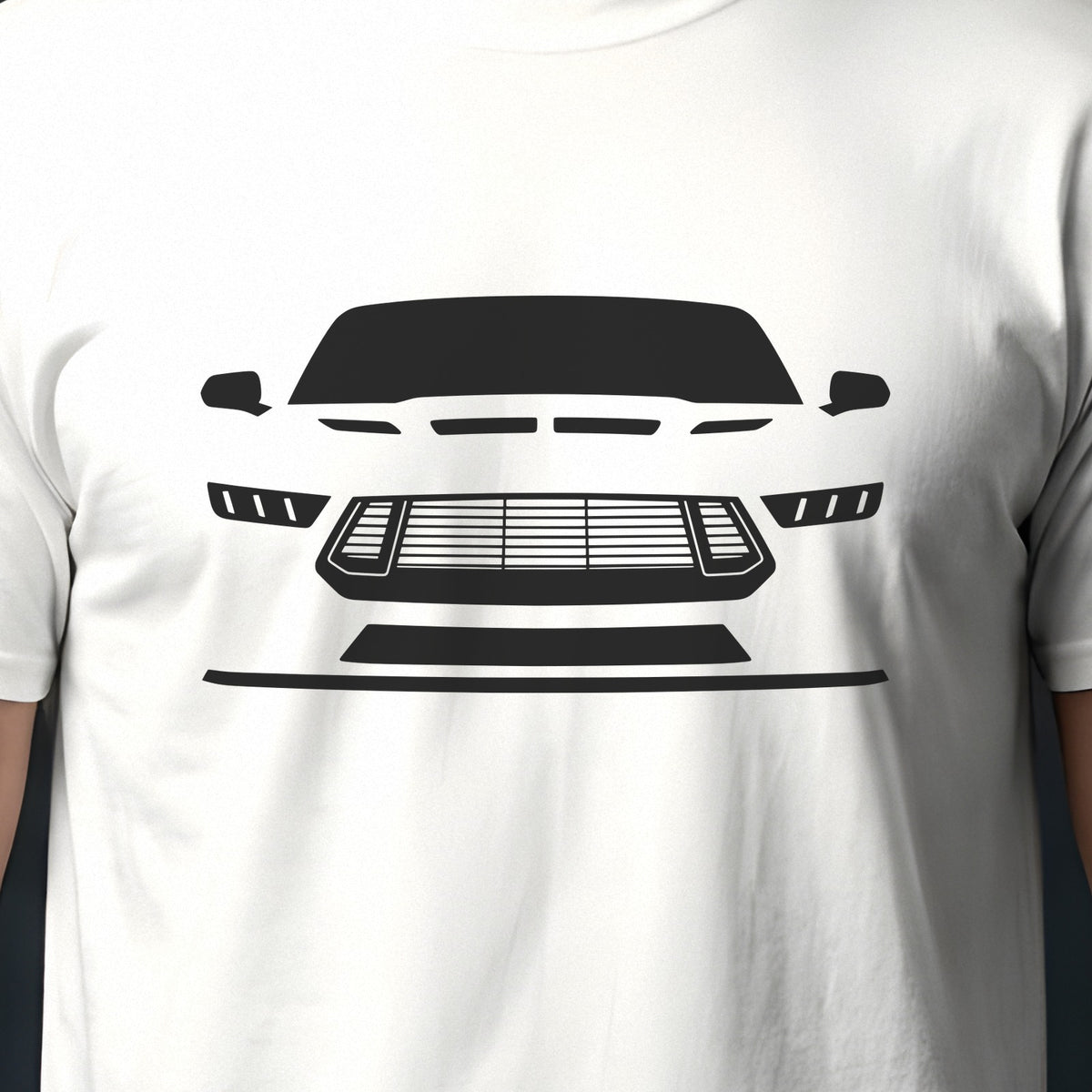 Ford Mustang 2024-2026 front view silhouette print close-up
