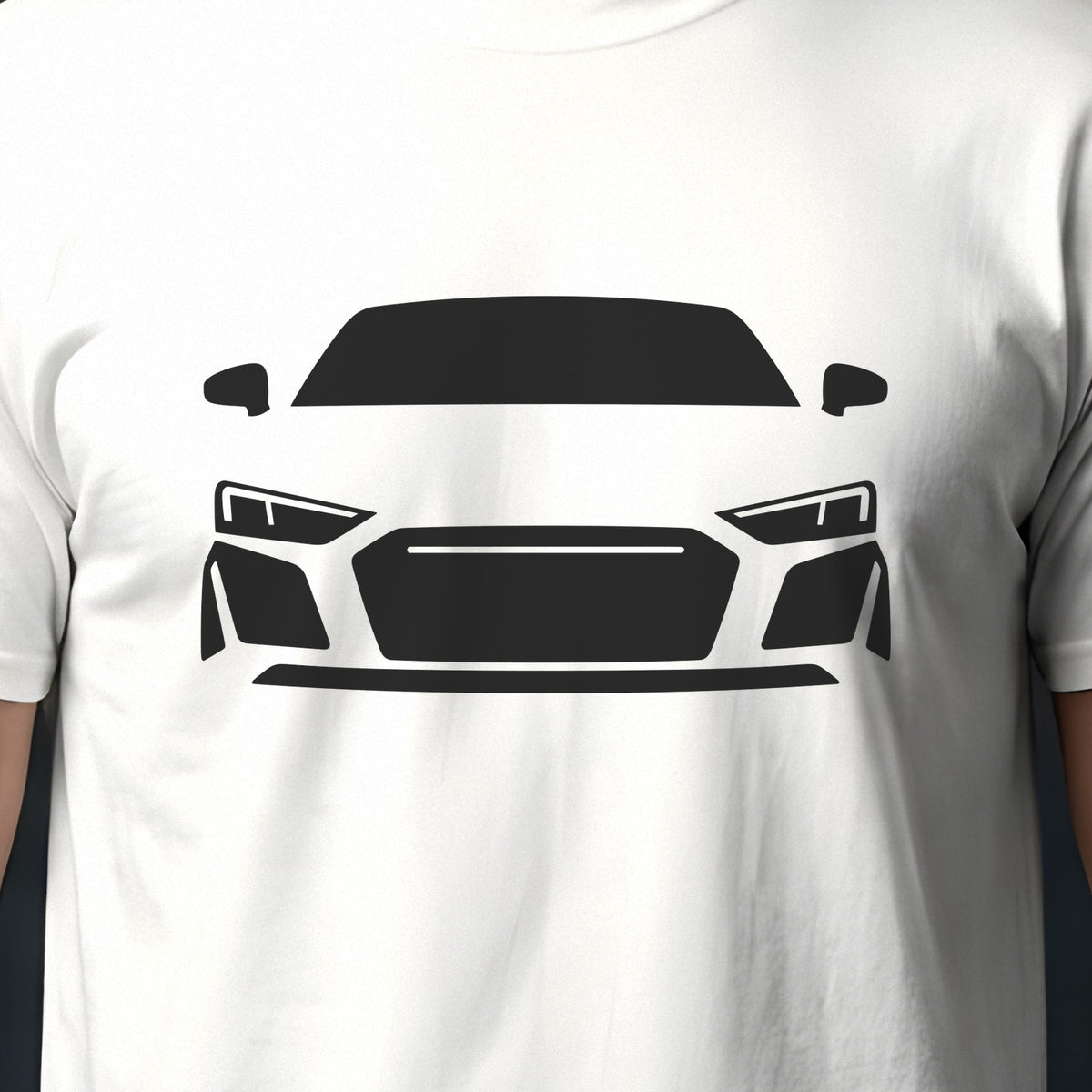 Audi R8 2016-2023 front view silhouette print close-up