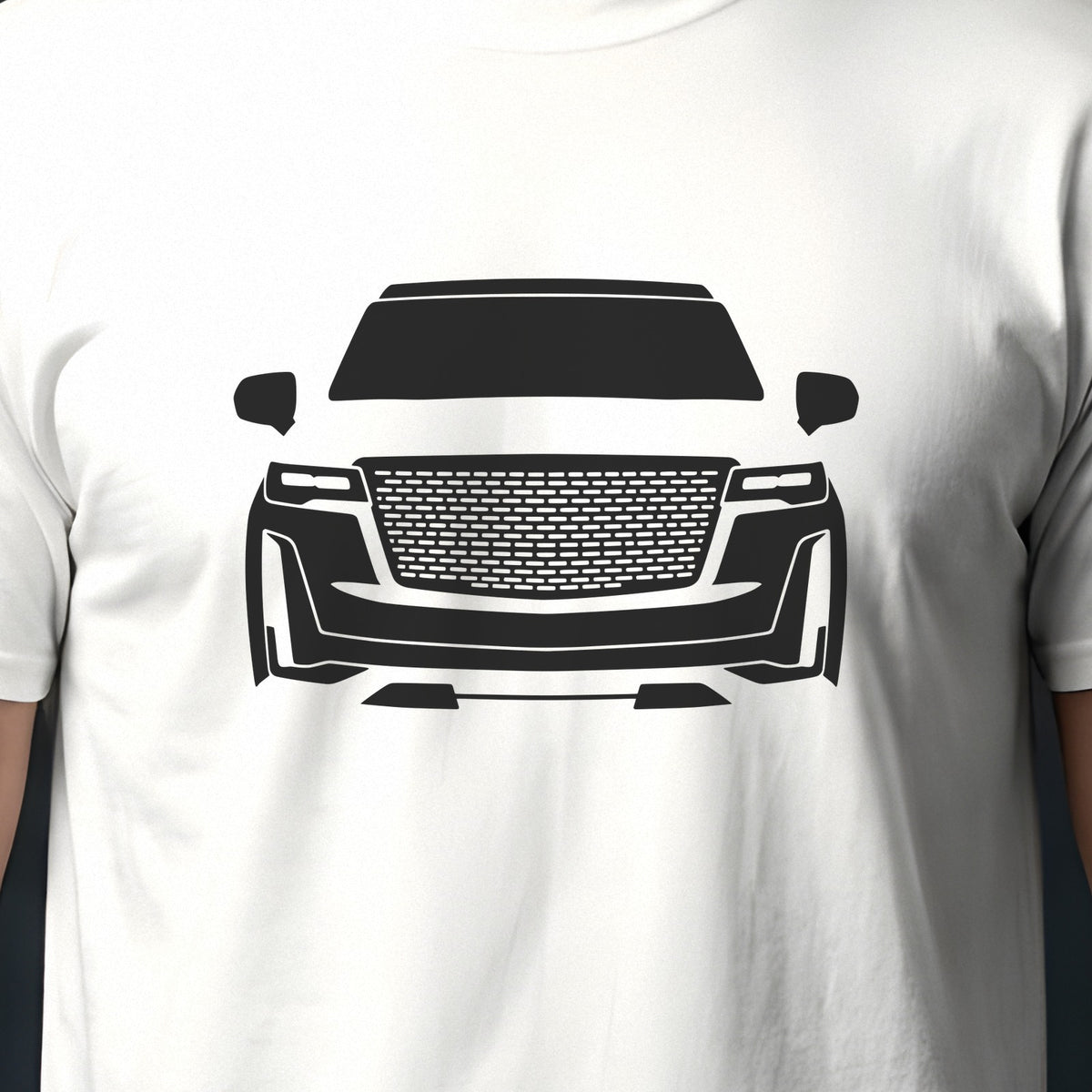 Cadillac Escalade 2021-2026 front view silhouette print close-up
