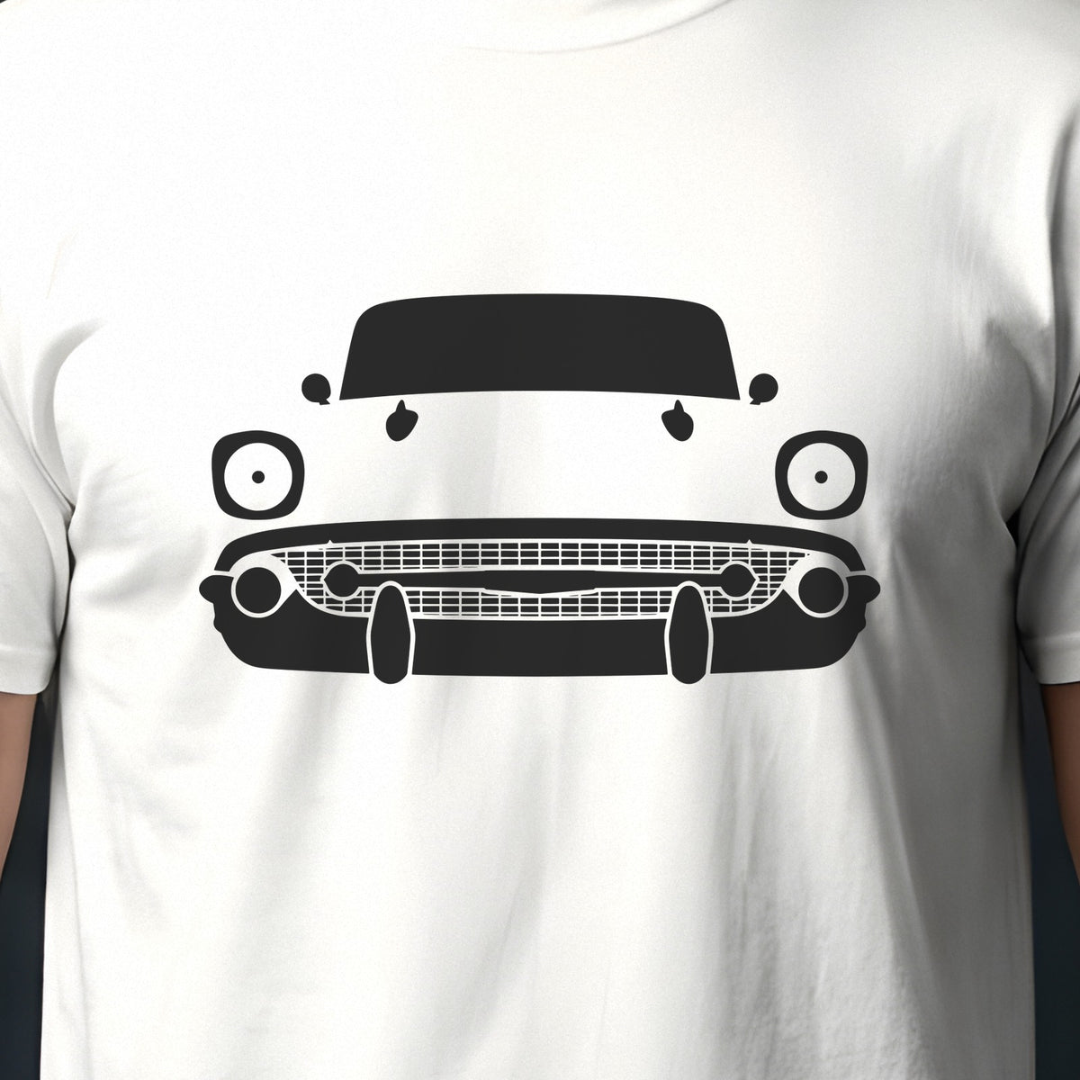 Chevrolet Bel Air 1957 front view silhouette print close-up