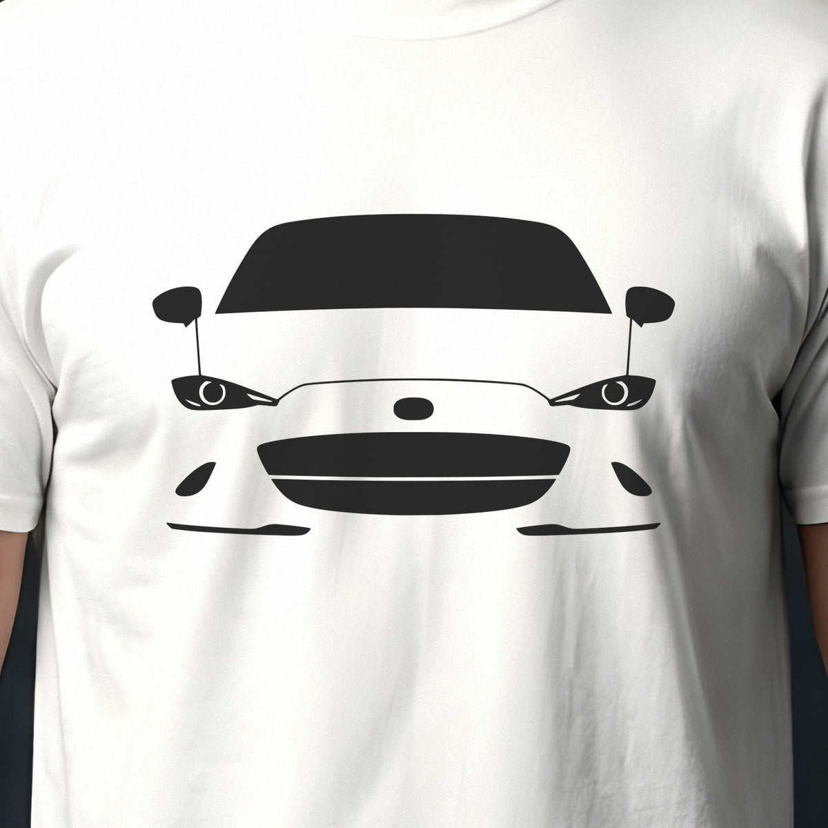 Mazda MX-5 Miata ND 2016-2026 front view silhouette print close-up