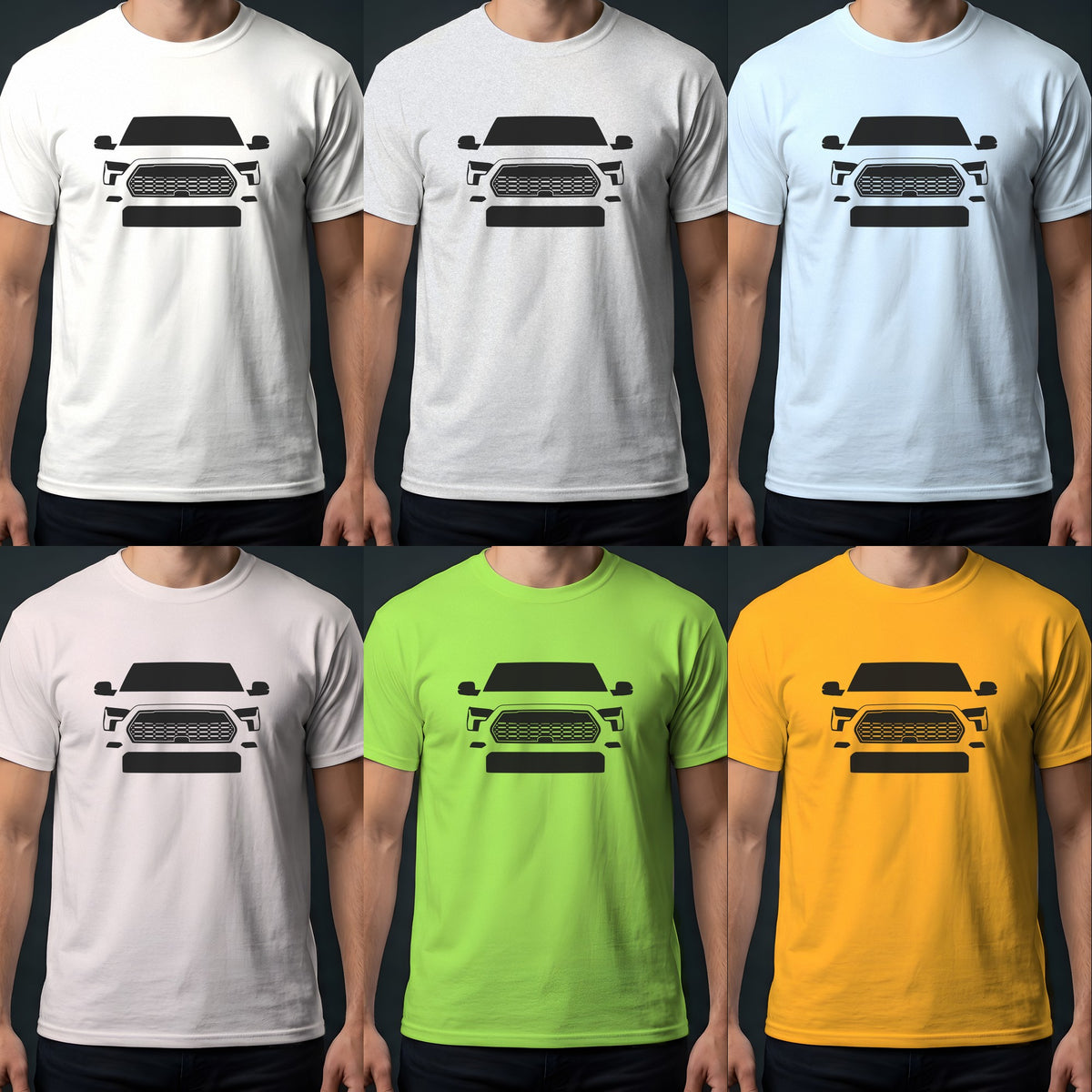 Toyota Sequoia 2023-2026 front view tee in all 6 colors