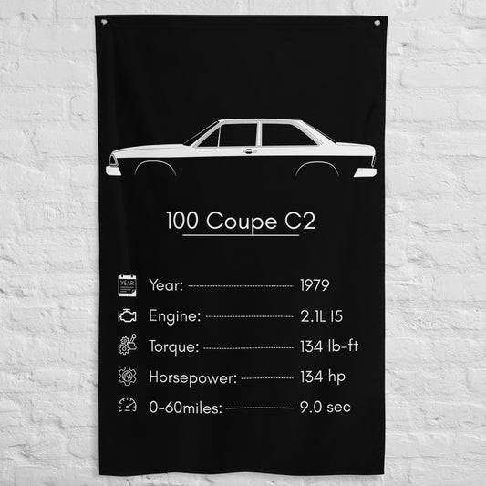 Audi 100 Coupe C2 1979 car silhouette spec flag - White Brick Wall