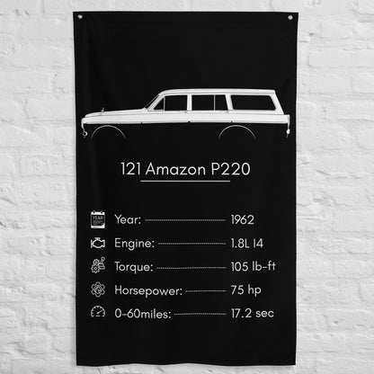 Volvo 121 Amazon P220 1962 car silhouette spec flag - White Brick Wall