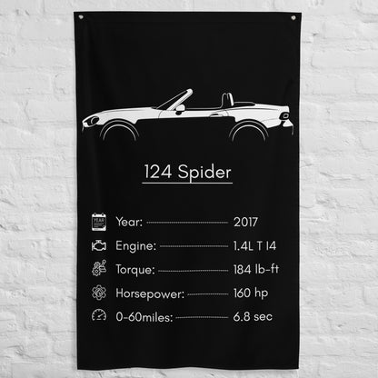 Fiat 124 Spider 2017 car silhouette spec flag - White Brick Wall