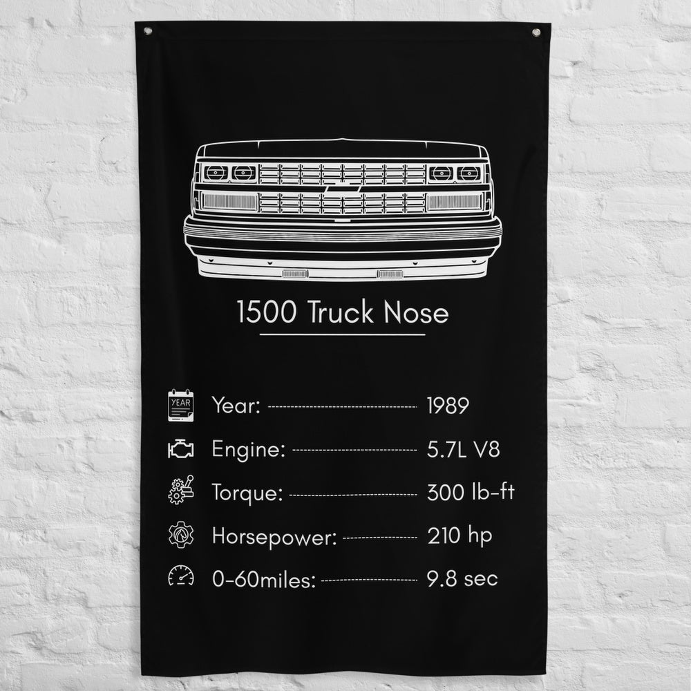 Chevrolet 1500 Truck Nose 1989 car silhouette spec flag - White Brick Wall