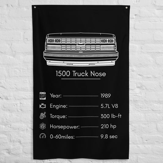 Chevrolet 1500 Truck Nose 1989 car silhouette spec flag - White Brick Wall