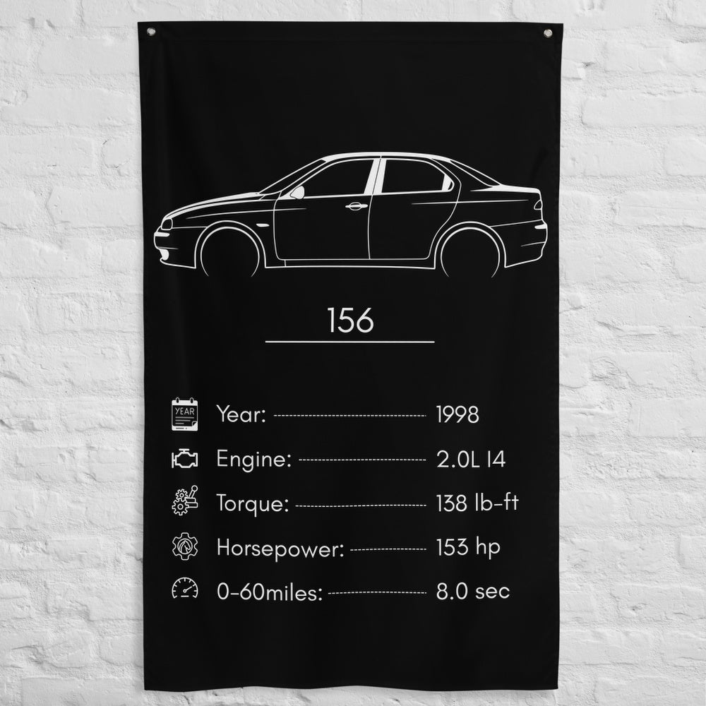 Alfa Romeo 156 1998 car silhouette spec flag - White Brick Wall