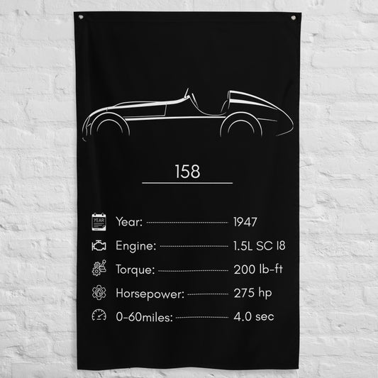 Alfa Romeo 158 1947 car silhouette spec flag - White Brick Wall