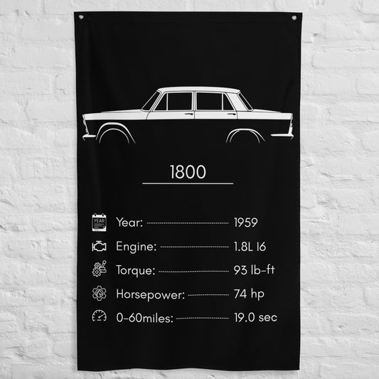 Fiat 1800 1959 car silhouette spec flag - White Brick Wall
