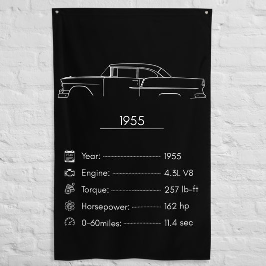 Chevrolet 1955 1955 car silhouette spec flag - White Brick Wall