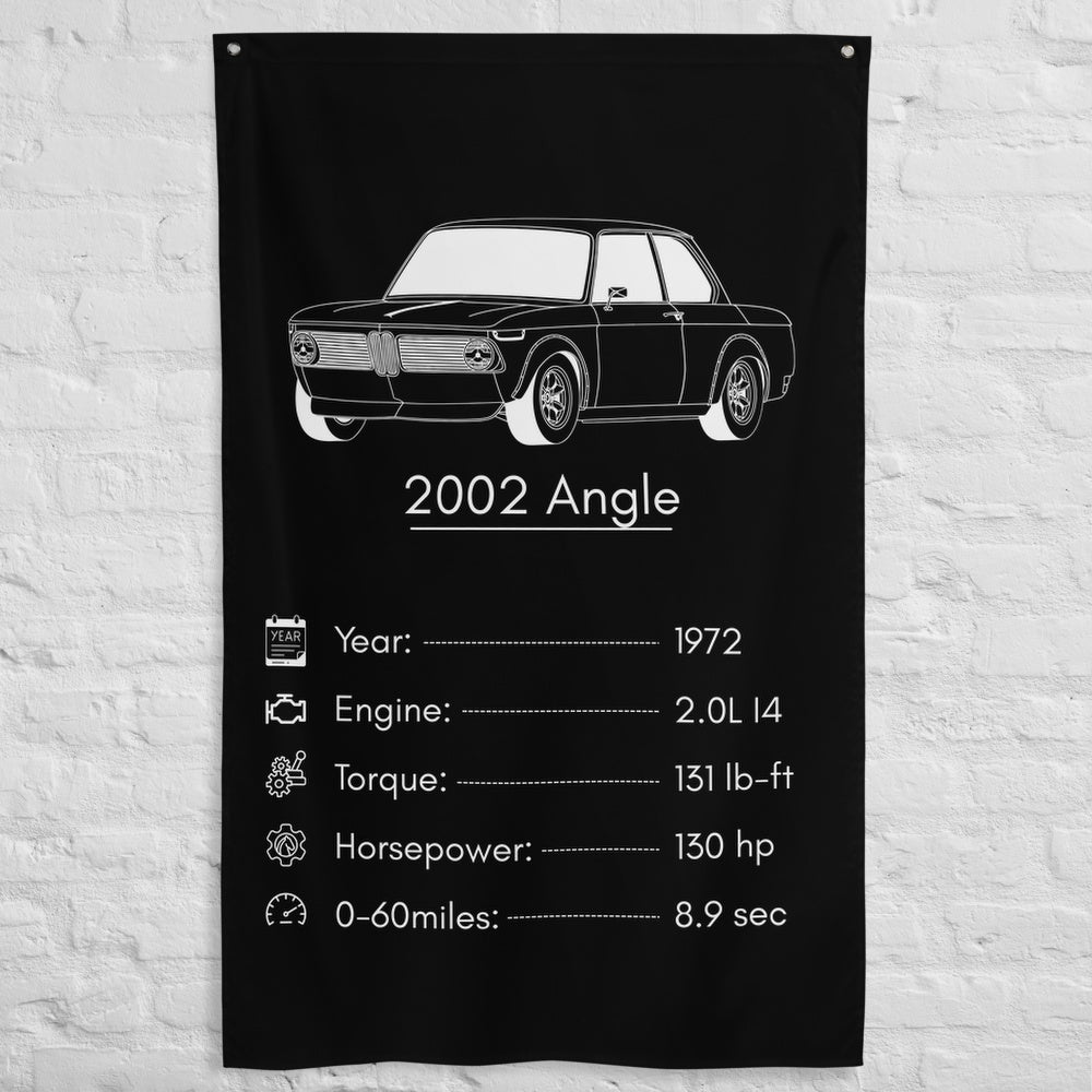 BMW 2002 Angle 1972 car silhouette spec flag - White Brick Wall
