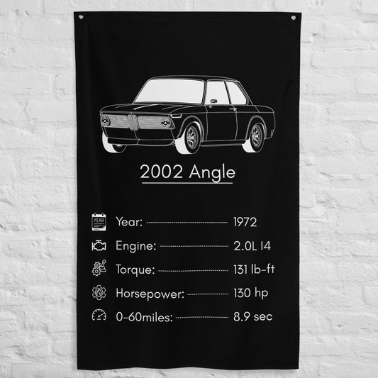 BMW 2002 Angle 1972 car silhouette spec flag - White Brick Wall