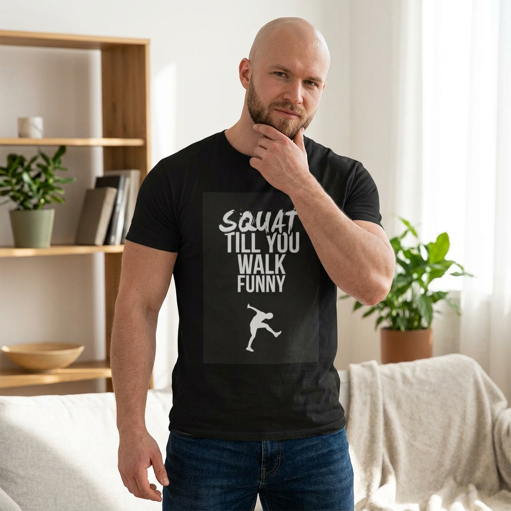 Squat Till You Walk Funny T-Shirt | Fitness Gym Workout Leg Day Tee