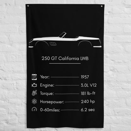 Ferrari 250 GT California LWB 1957 car silhouette spec flag - White Brick Wall