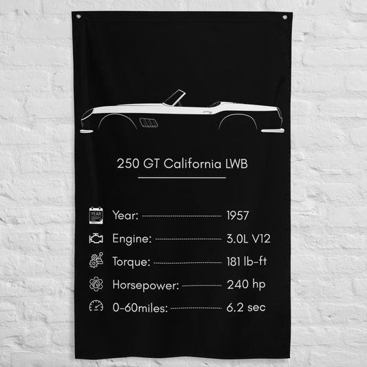 Ferrari 250 GT California LWB 1957 car silhouette spec flag - White Brick Wall