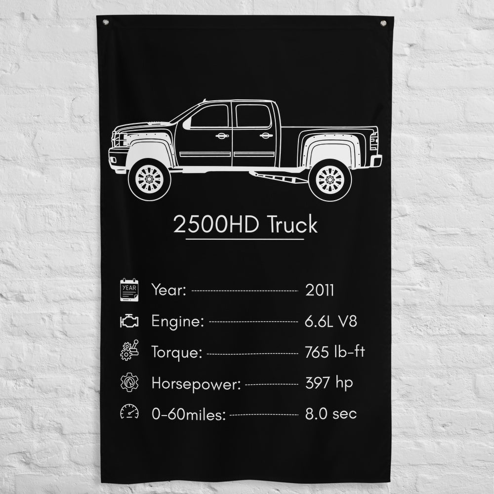 Chevrolet 2500HD Truck 2011 car silhouette spec flag - White Brick Wall