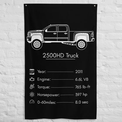 Chevrolet 2500HD Truck 2011 car silhouette spec flag - White Brick Wall