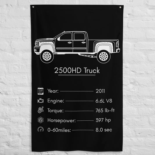 Chevrolet 2500HD Truck 2011 car silhouette spec flag - White Brick Wall