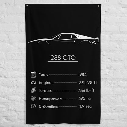 Ferrari 288 GTO 1984 car silhouette spec flag - White Brick Wall