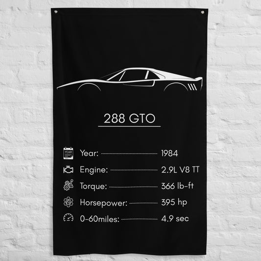 Ferrari 288 GTO 1984 car silhouette spec flag - White Brick Wall