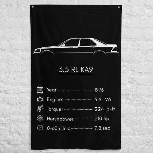 Acura 3.5 RL KA9 1996 car silhouette spec flag - White Brick Wall