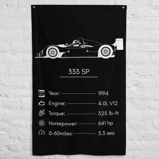 Ferrari 333 SP 1994 car silhouette spec flag - White Brick Wall