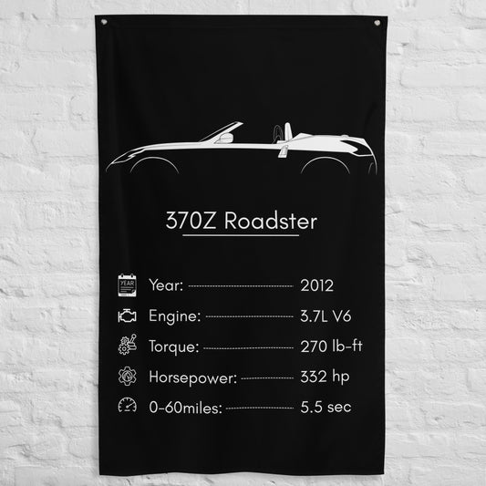 Nissan 370Z Roadster 2012 car silhouette spec flag - White Brick Wall