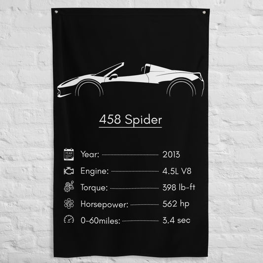 Ferrari 458 Spider 2013 car silhouette spec flag - White Brick Wall
