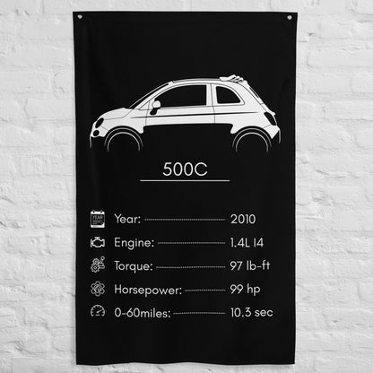 Fiat 500C 2010 car silhouette spec flag - White Brick Wall