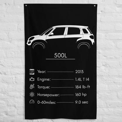 Fiat 500L 2013 car silhouette spec flag - White Brick Wall