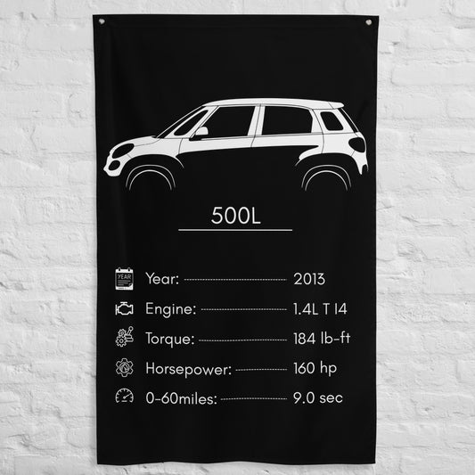 Fiat 500L 2013 car silhouette spec flag - White Brick Wall