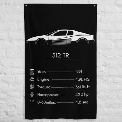 Ferrari 512 TR 1991 car silhouette spec flag - White Brick Wall