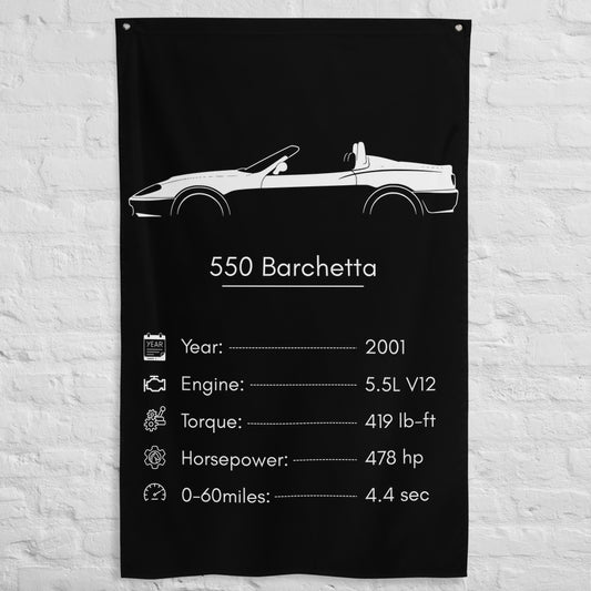 Ferrari 550 Barchetta 2001 car silhouette spec flag - White Brick Wall