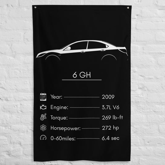 Mazda 6 GH 2009 car silhouette spec flag - White Brick Wall