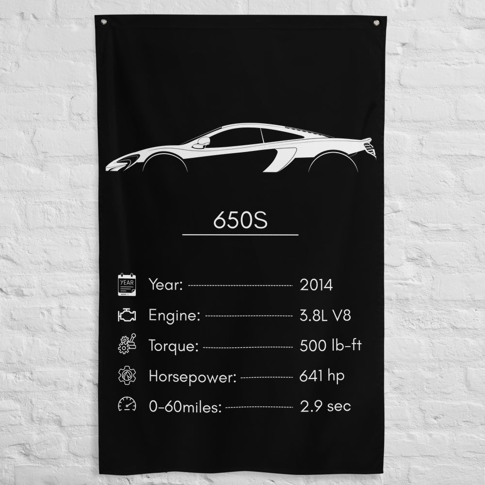 McLaren 650S 2014 car silhouette spec flag - White Brick Wall
