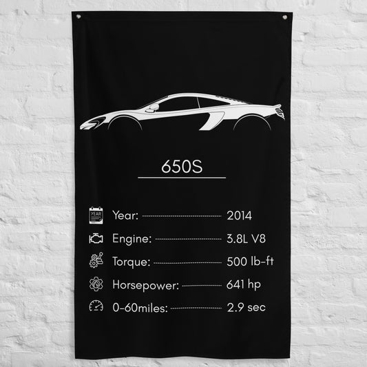 McLaren 650S 2014 car silhouette spec flag - White Brick Wall