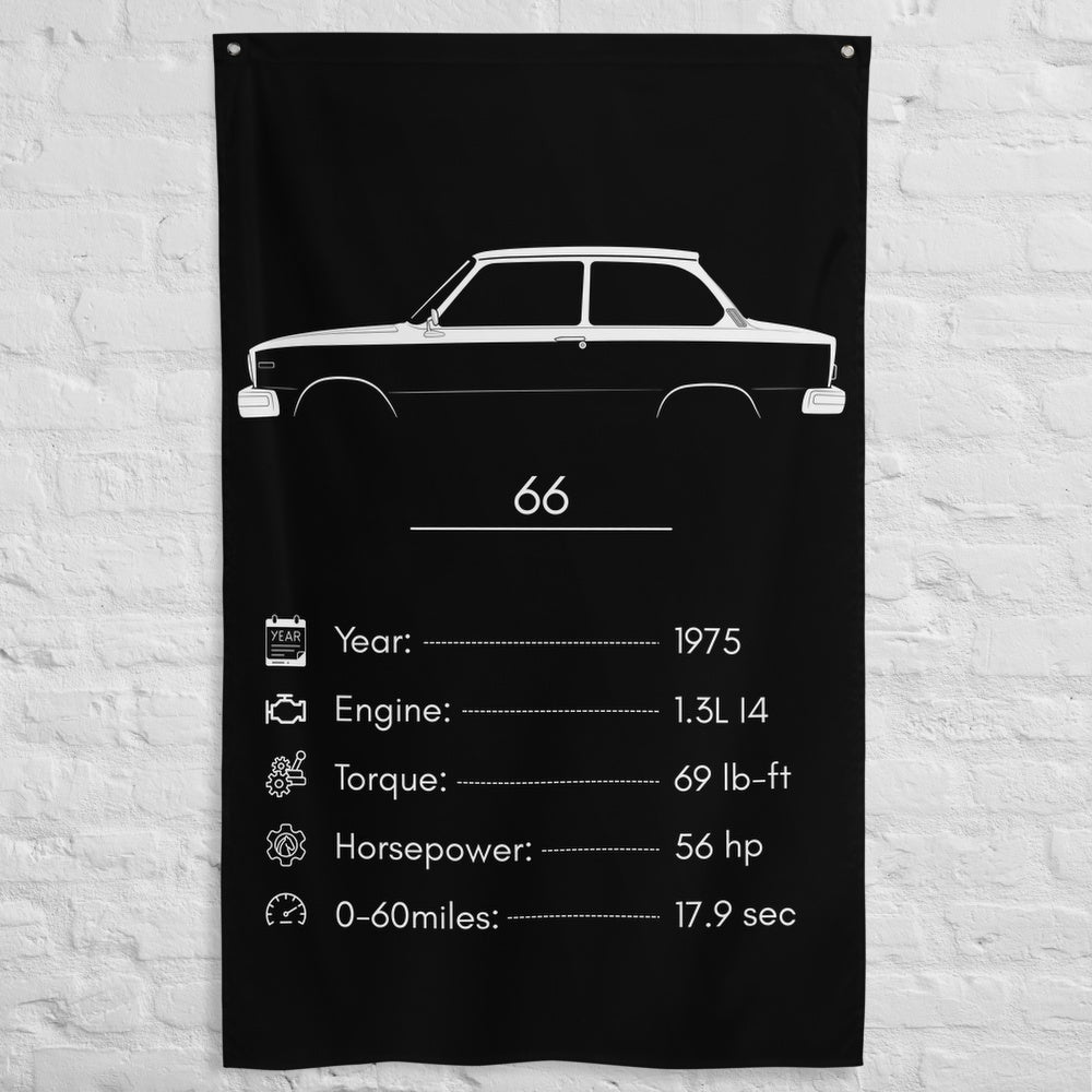 Volvo 66 1975 car silhouette spec flag - White Brick Wall