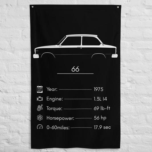 Volvo 66 1975 car silhouette spec flag - White Brick Wall