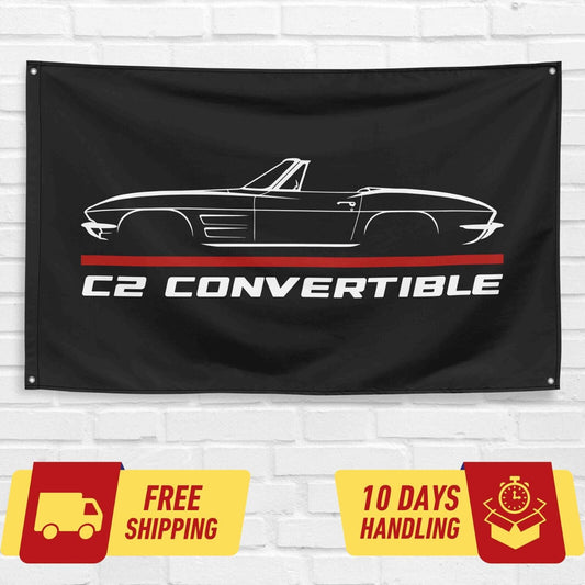 Corvette Convertible C2 1963 Car Lovers 3x5 ft Flag Garage Birthday Gift Banner