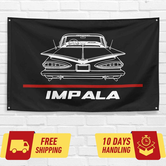 Impala 1959 Classic Car Lovers 3x5 ft Flag Garage Birthday Gift Banner