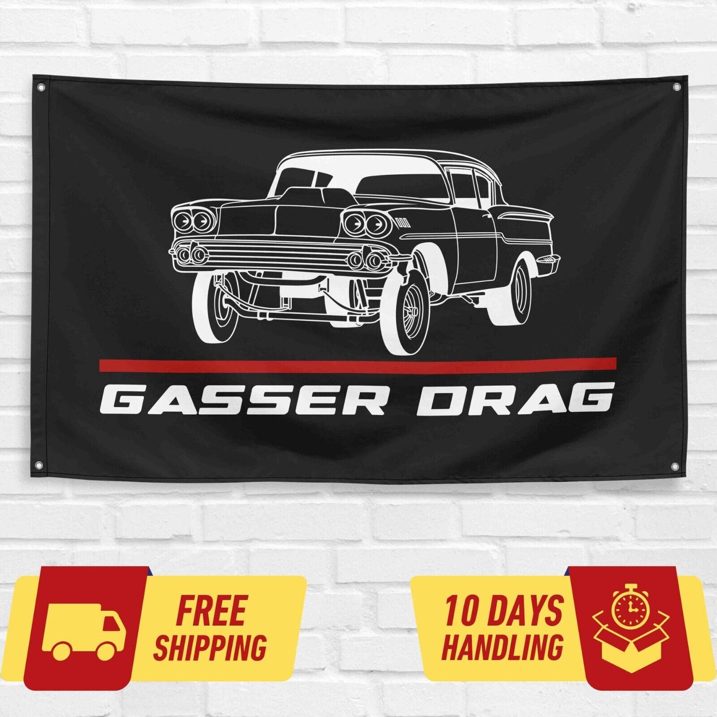 Gasser Drag Classic 1958 Car Lovers 3x5 ft Flag Garage Birthday Gift Banner