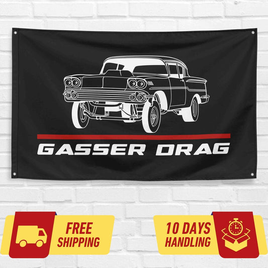 Gasser Drag Classic 1958 Car Lovers 3x5 ft Flag Garage Birthday Gift Banner