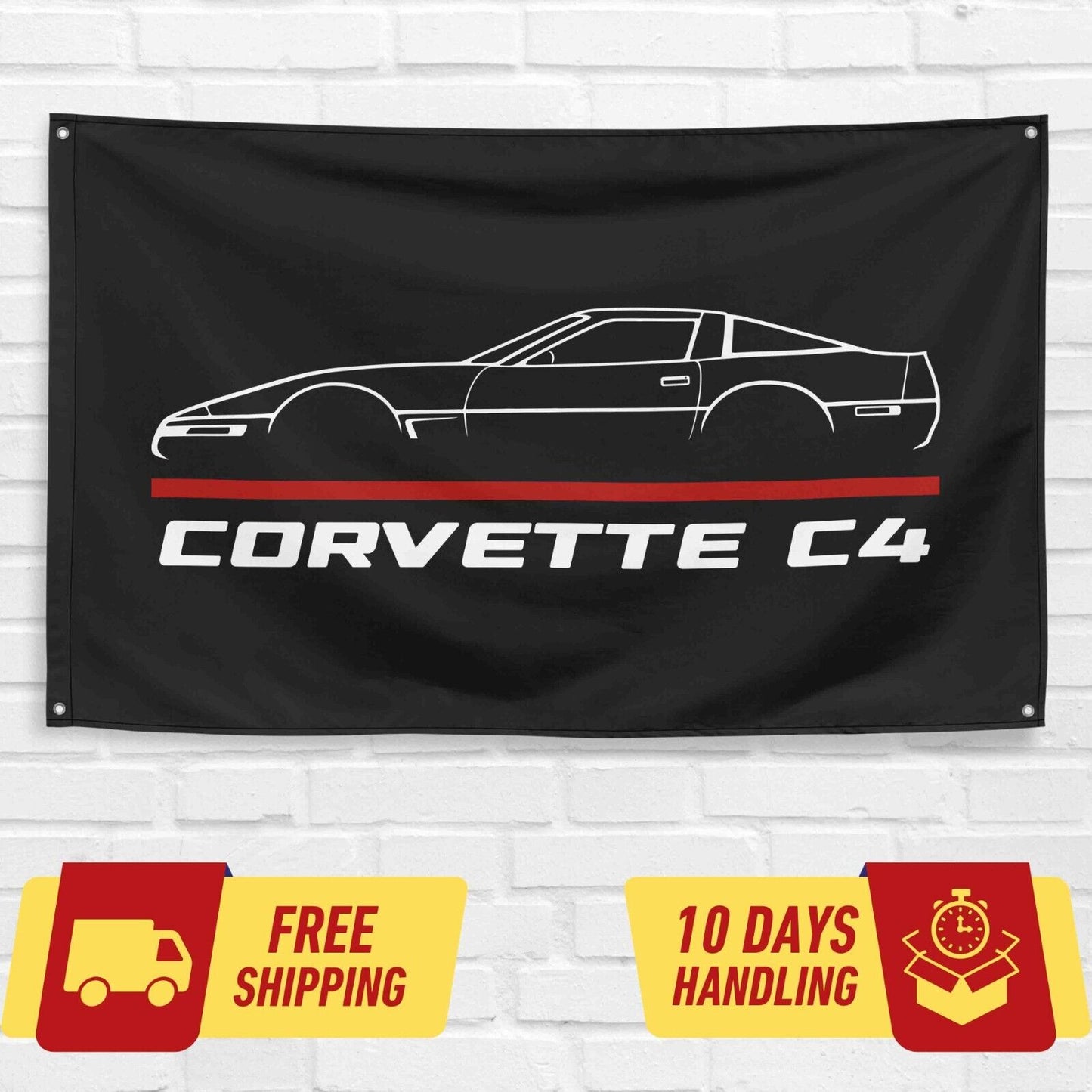 Corvette C4 Car Lovers 3x5 ft Flag Garage Birthday Gift Banner