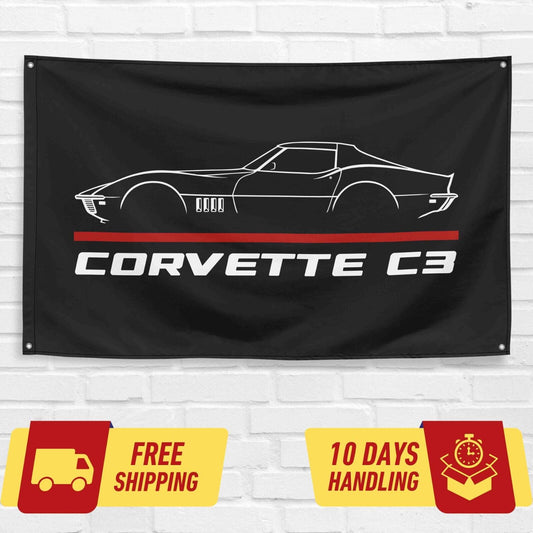 Corvette C3 1969 Car Lovers 3x5 ft Flag Garage Birthday Gift Banner