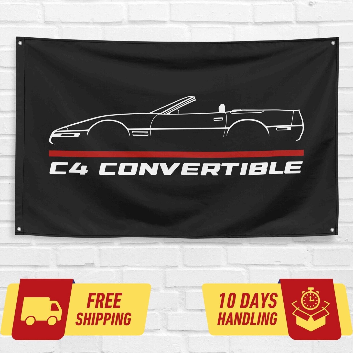 Corvette C4 Convertible Car Lovers 3x5 ft Flag Garage Birthday Gift Banner